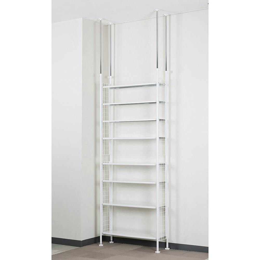K.K 突っ張りラック 78 8段 (幅)78(奥行)24(高さ)205cm ホワイト TP
