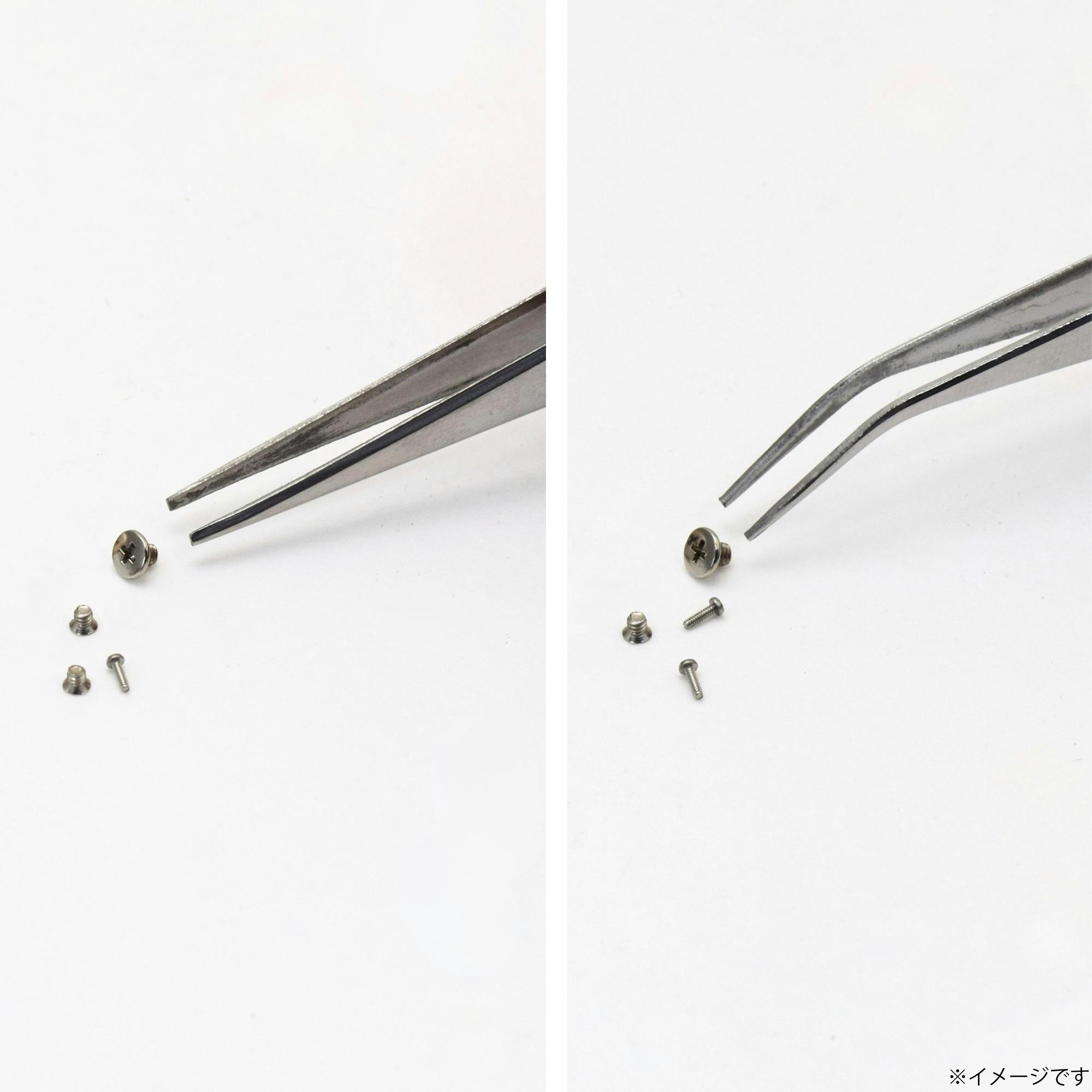 TAKAGI ステンピンセット 直・先曲 125mm 2本組 ギザなし 非絶縁工具