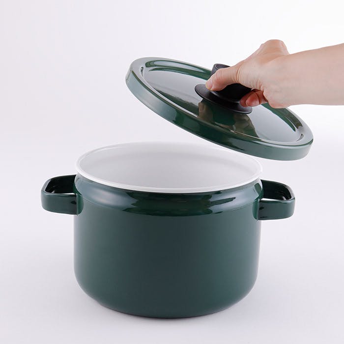 未使用】L'hirondelle リロンデル 深型ホーロー鍋 22cm 水色 野菜の