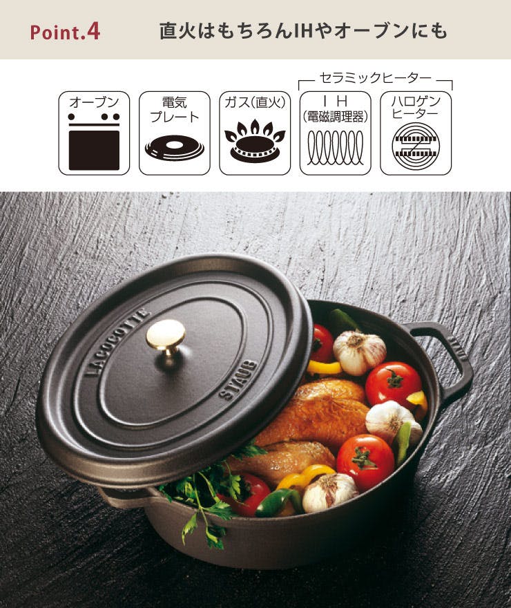 ストウブ ピコ ココット ラウンド 24cm 3.8L IH対応 staub【鋳物 両手