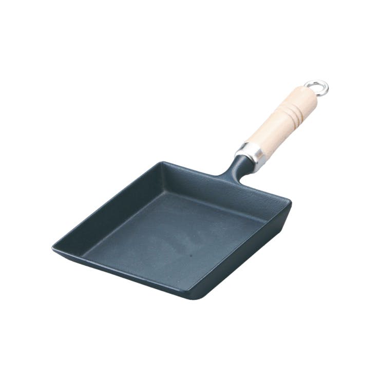 岩鋳 玉子焼 木柄付 南部鉄器 IH対応【鉄フライパン 卵焼き器 IH