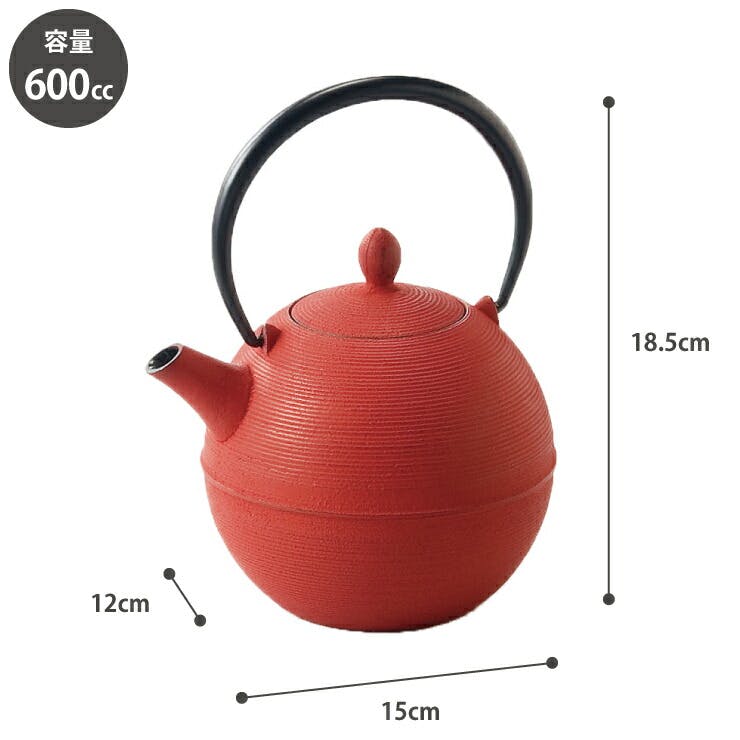 岩鋳 日の丸 鉄急須 カラー 600ml 茶こし付き 藍花 南部鉄器【南部鉄