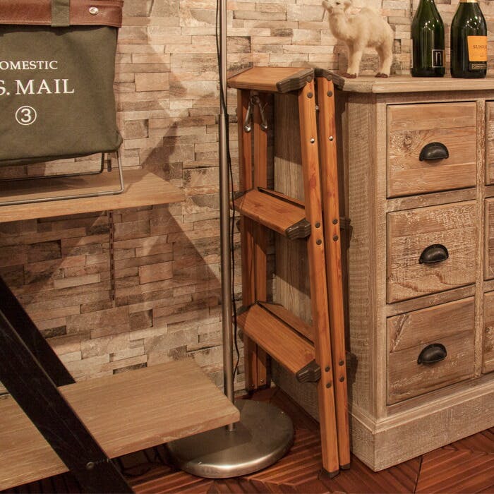 ステップスツール ウッドプリント 3段 耐荷重100kg PC-403 東谷