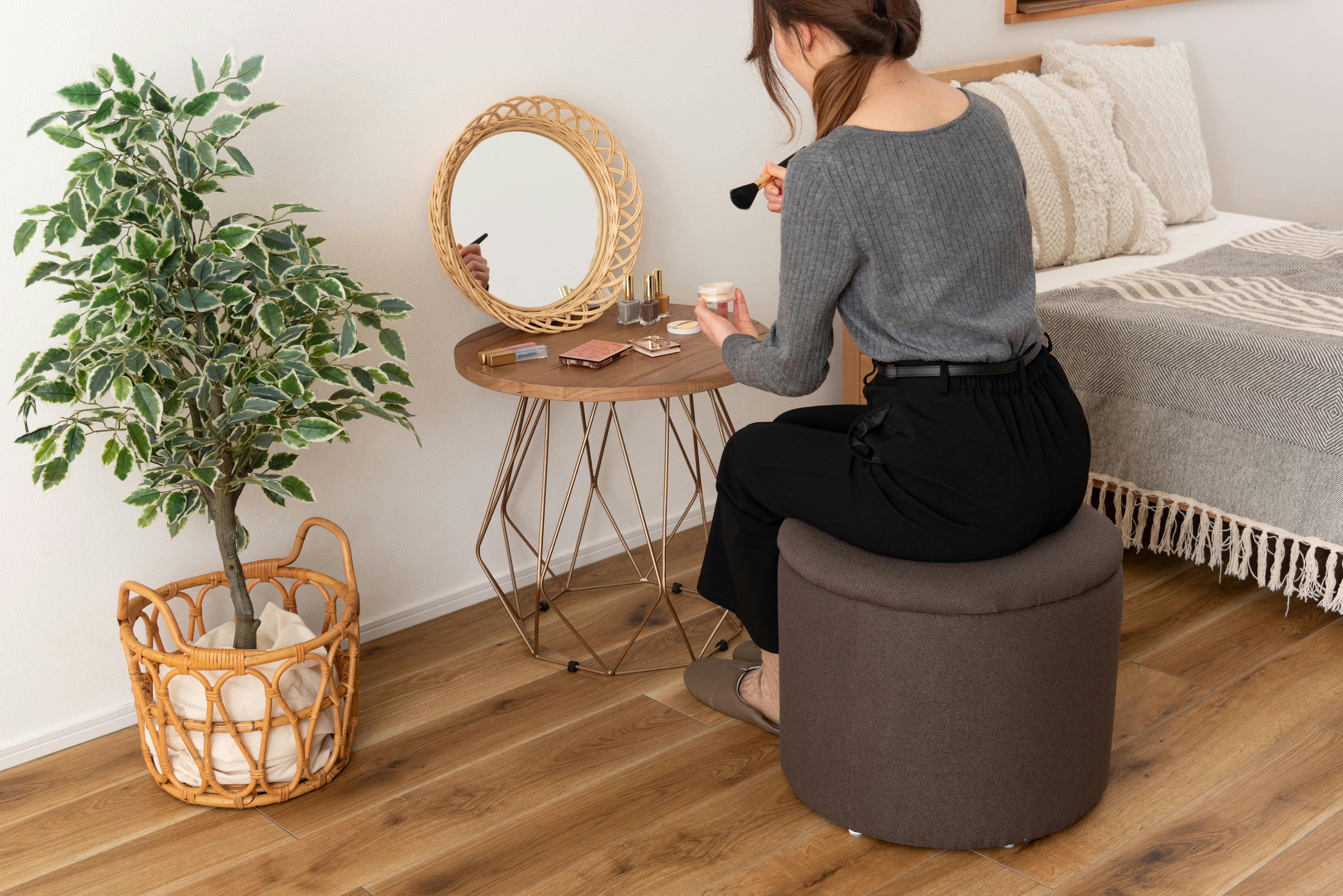 Room Essence ラウンド収納スツール W45×D45×H37 チャコールグレー