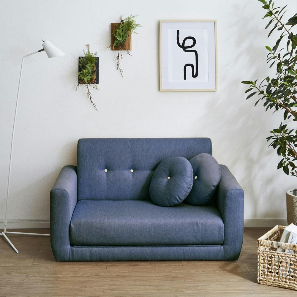 後藤家具物産 多機能2人掛けソファー サーム/グレー色 Size：120×79×75