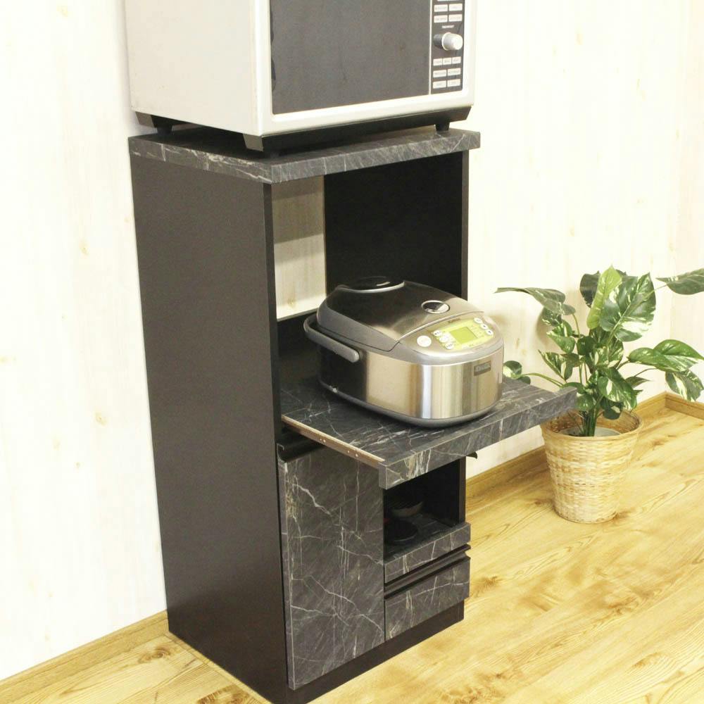 後藤家具物産 コンパクト国産レンジ台扉タイプ ルシード/グレー色 Size