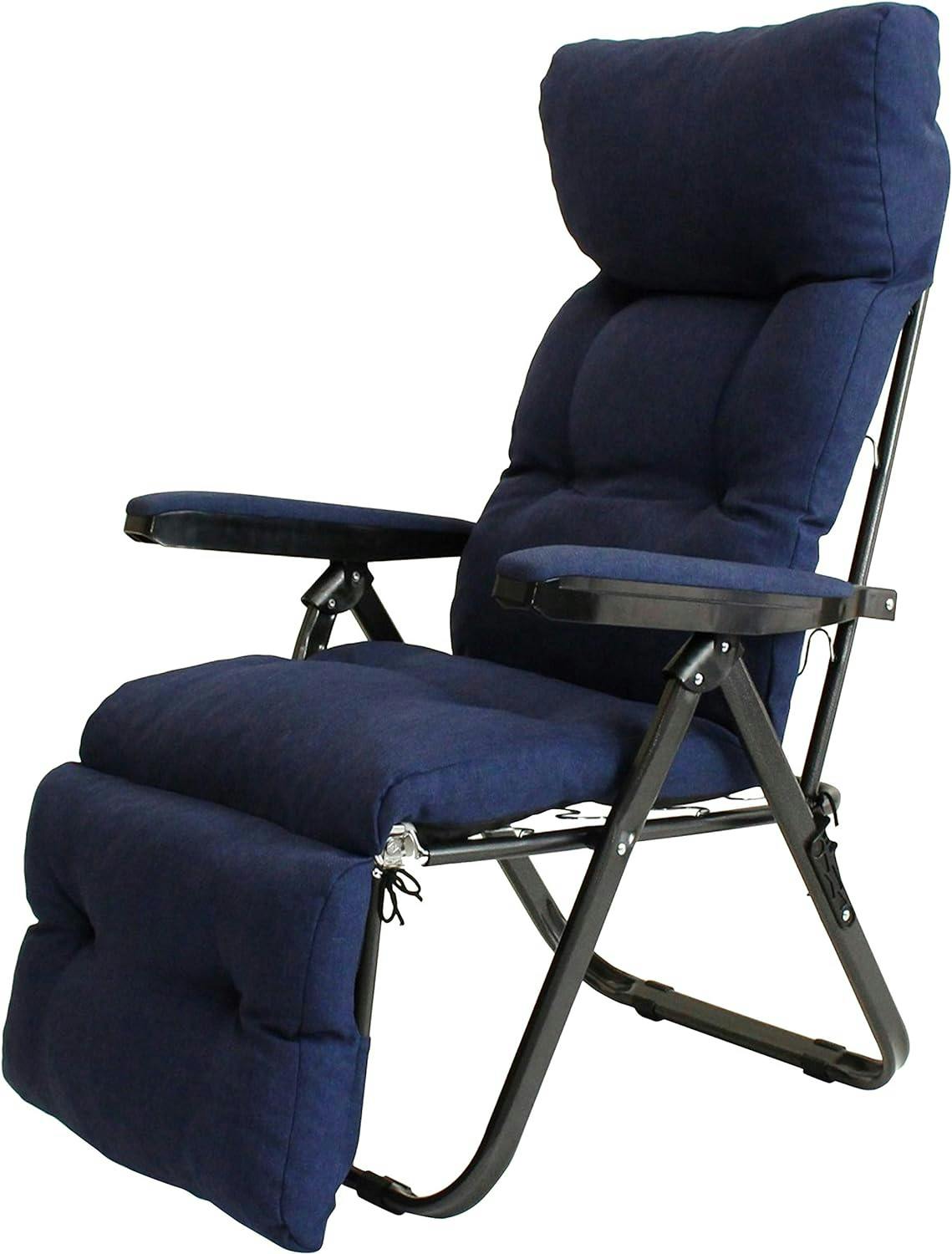 タック Vita フットレスト付きリクライニングチェア ネイビー 全身を