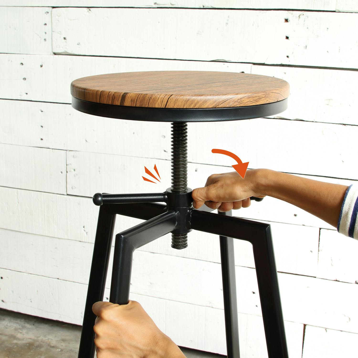 UTILITY KOEKI VH-S30(BR) ハイスツール 50×50×61.5-75.5 座面φ30 完成