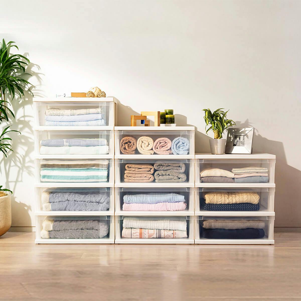 天馬 ストッカーワイド 組立式 4段 ホワイト (110014713) 押入れ