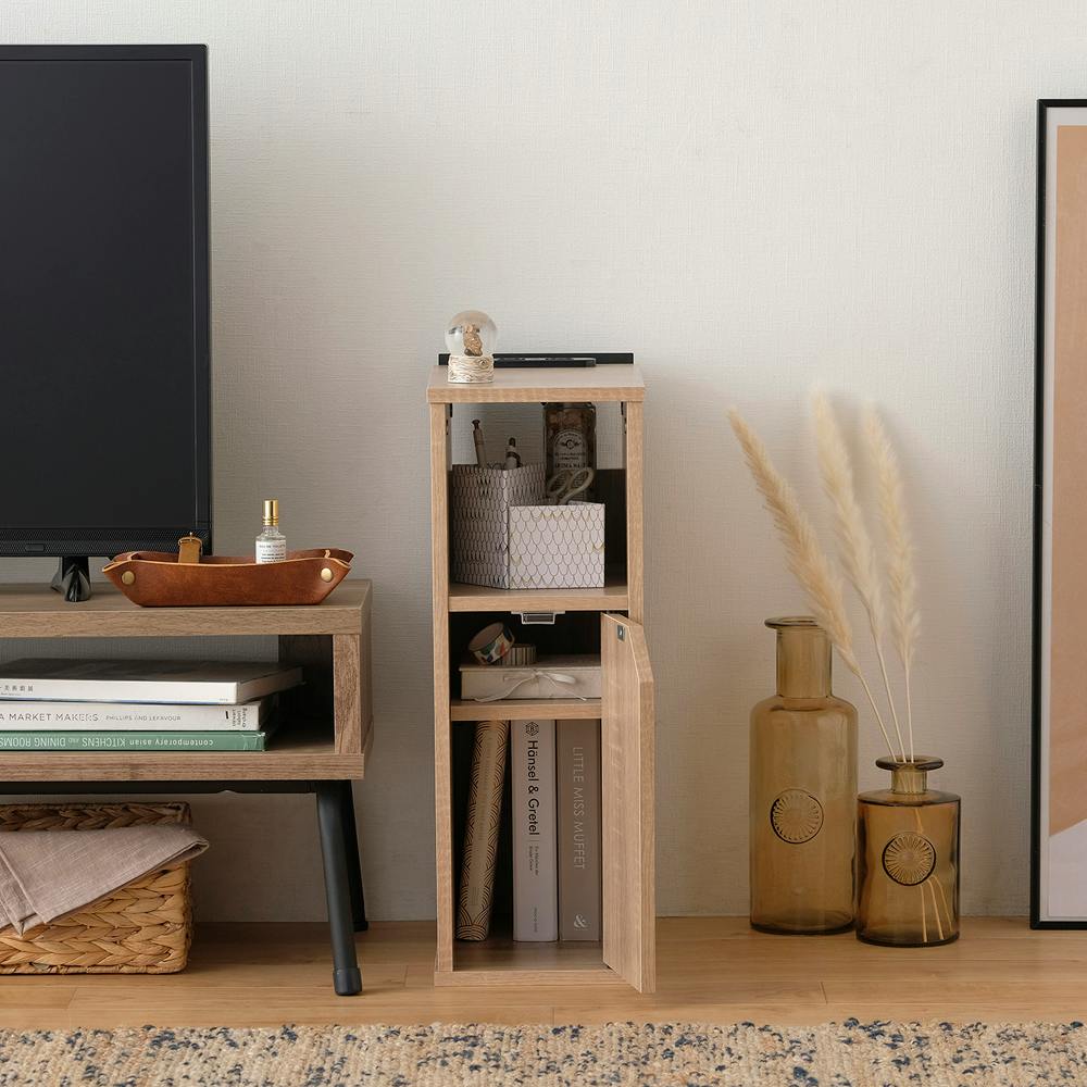 アイリスオーヤマ ナイトテーブル扉付き NTB-180T ライトナチュラル