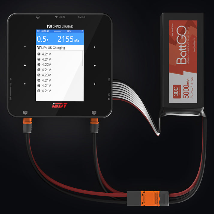 P30 1000W x 2/30A x 2 Dual Channel Bluetooth Lipo Battery Charger