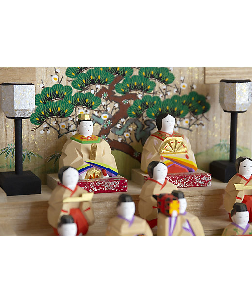 送料無料】奈良一刀彫 神泉作 段飾雛 小（三越） | 神泉/シンセン