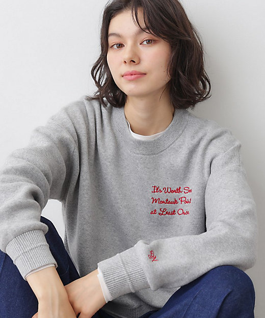 洗える】メッセージ刺繍入りジャカードニット（2002525398