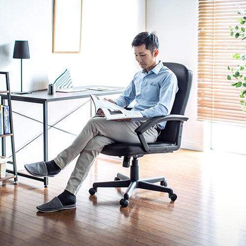 在庫限り】本革レザーチェア ミドルバック ロッキング機能