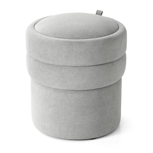在庫限り】丸型 収納スツール 2段収納 ファブリック素材 完成品 グレー