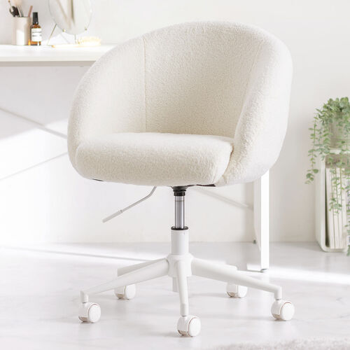 アウトレット】ふわふわ ボア生地チェア 高反発クッション入り