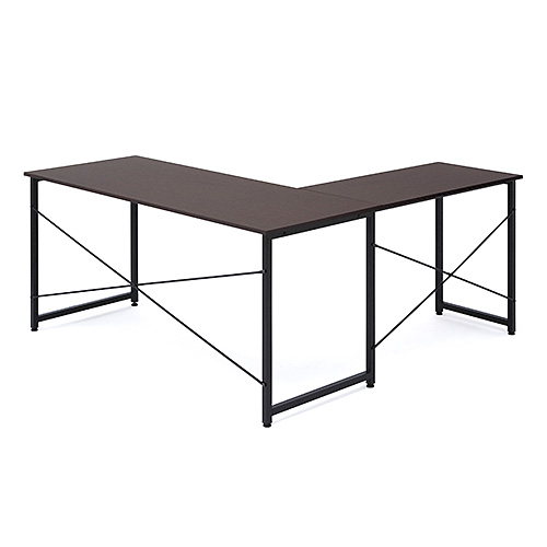 L字型デスク 幅150cm+90cm ダークブラウン 100-DESKH011BR【イス王国】