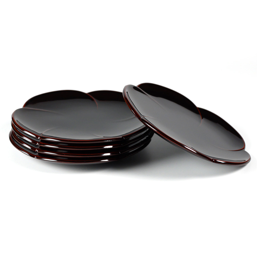 福梅銘々皿5.0 溜/朱 5枚セット 【まとめ買い割引】 漆塗り 取り皿