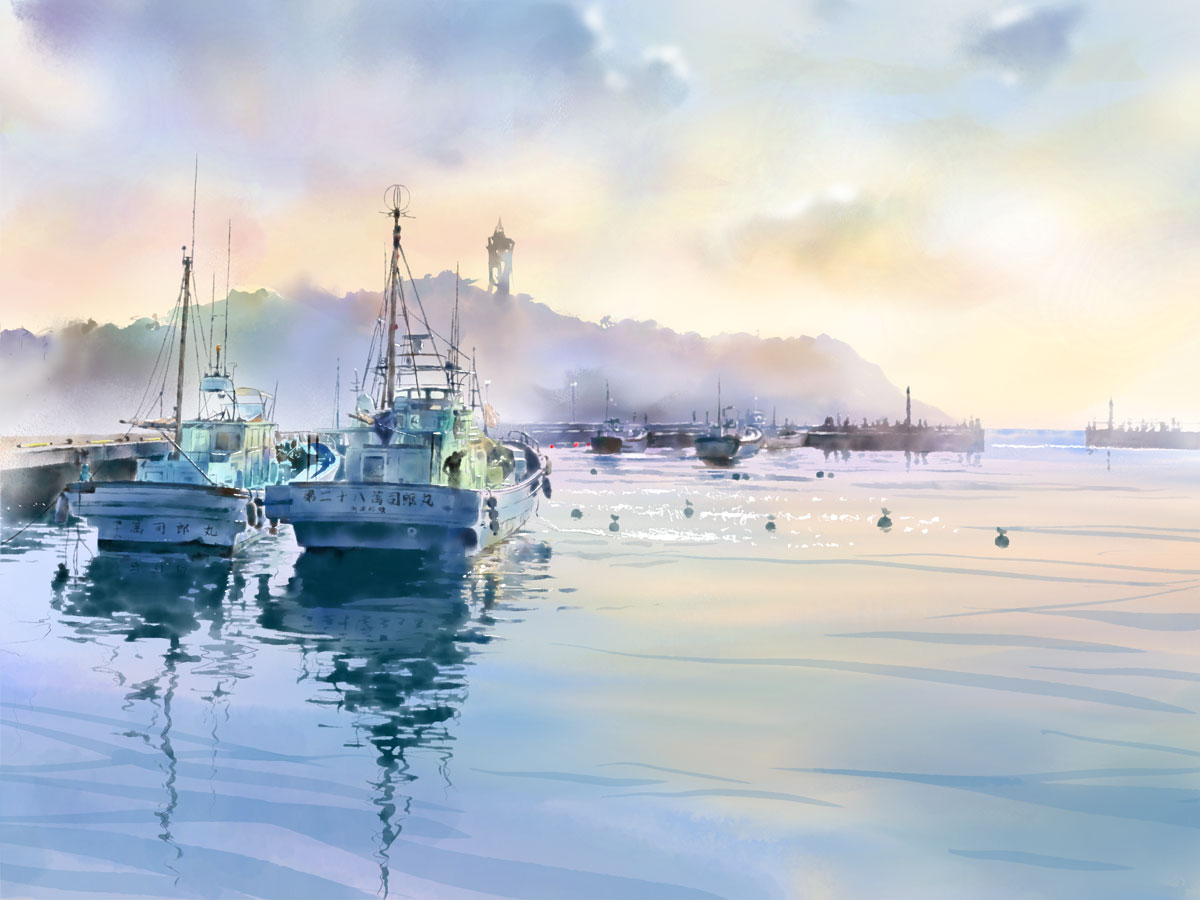 iPadで絵を描く! Adobe Frescoで描いた片瀬漁港の風景画（iPad Artwork