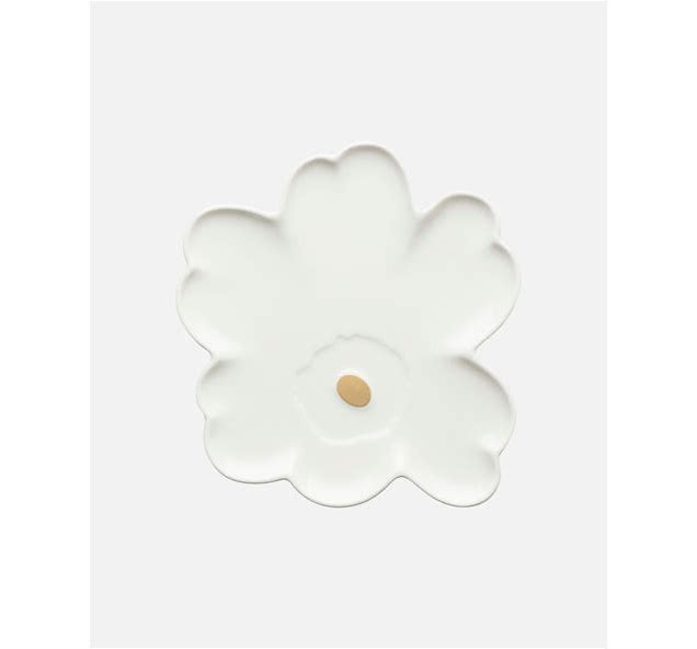 Marimekko Oiva / Unikko Shape Plate, White/Gold – Irma's Finland House