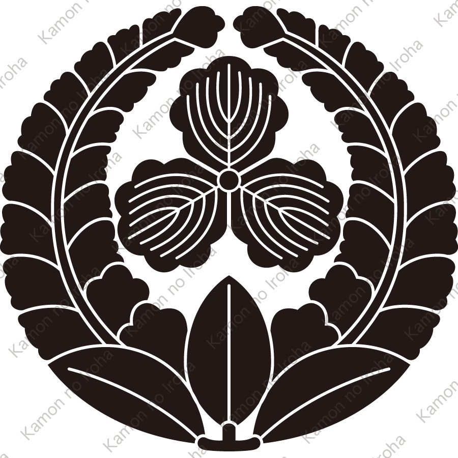 上り藤に三つ柏紋（あがりふじにみつかしわ）：家紋のいろは