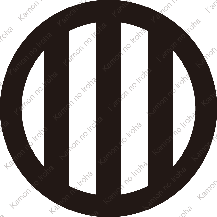 丸に竪三つ引き紋（まるにたてみつひき）：家紋のいろは