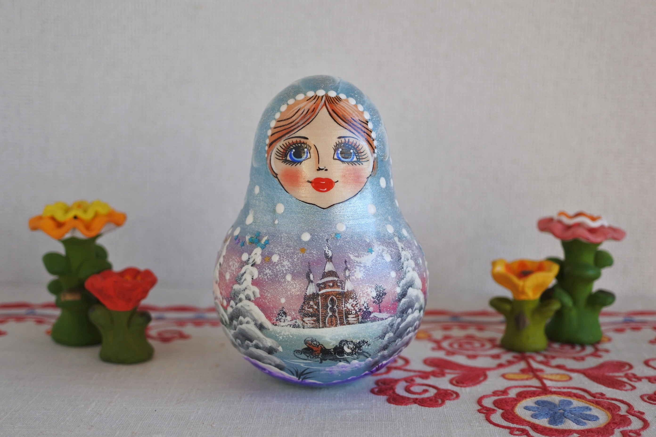 起き上がりこぼし ロシア民芸品 木工 音色 お祝い 贈答品 縁起物