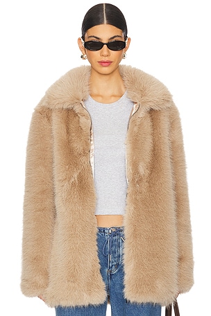 Sanctuary Carmen Faux Fur Coat in Chocolate Sundae | REVOLVE