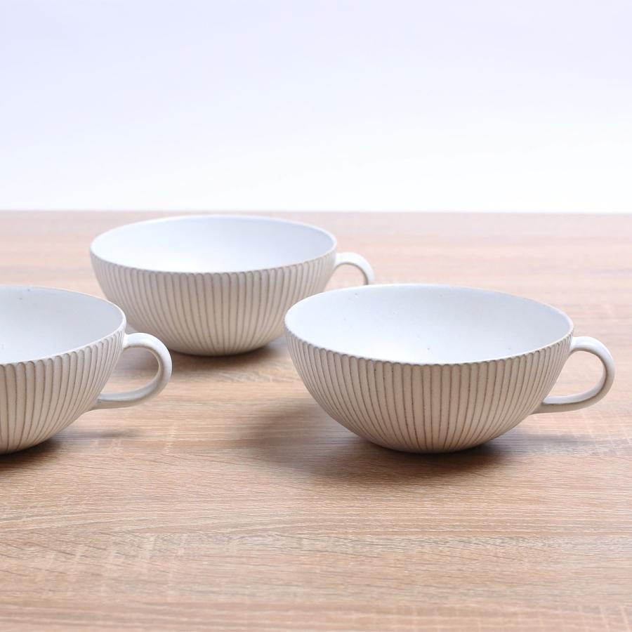 会津本郷焼／スープボウル 細しのぎ 白 皿 陶器／樹ノ音工房