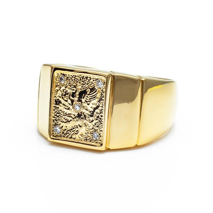 18Kダイヤモンド18金指輪印台メンズ リング人気ゴールド K18 紋章刻印