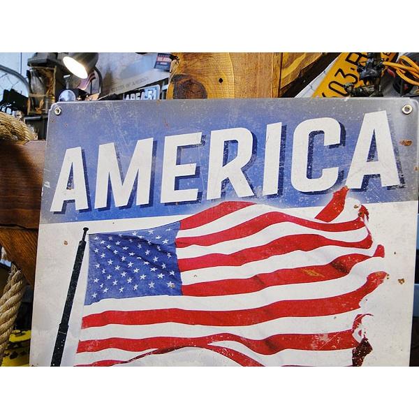 風になびく星条旗 U.S.ヘヴィースチールサイン アメリカ雑貨