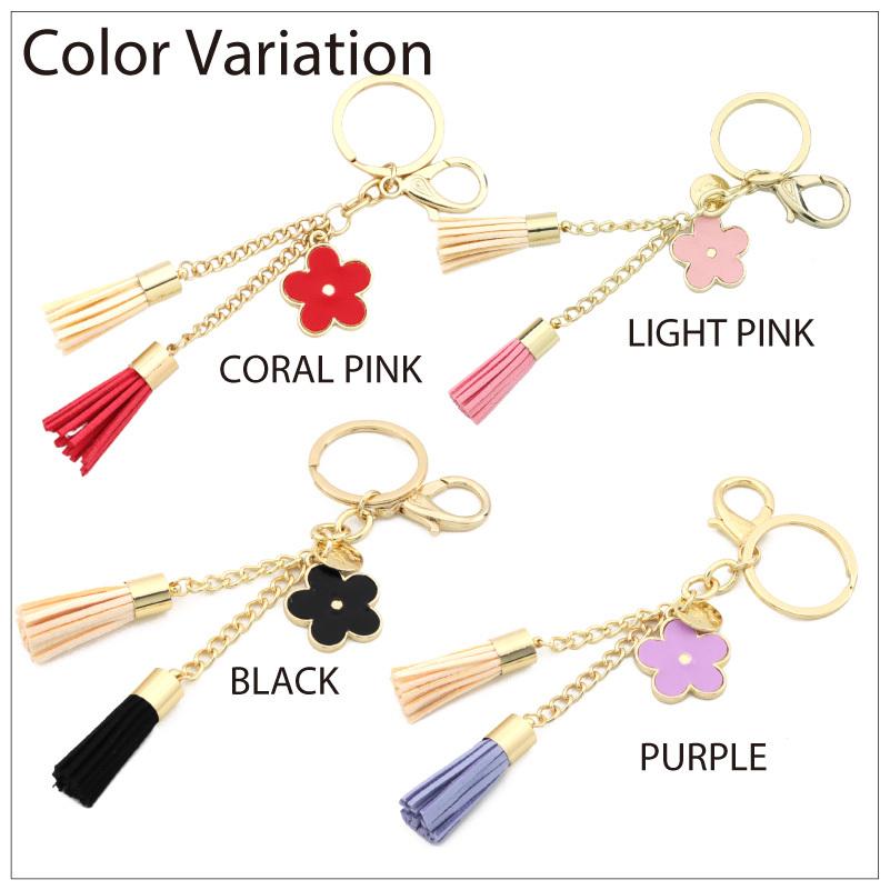 バッグチャーム フラワー タッセルチャーム レザー バッグ