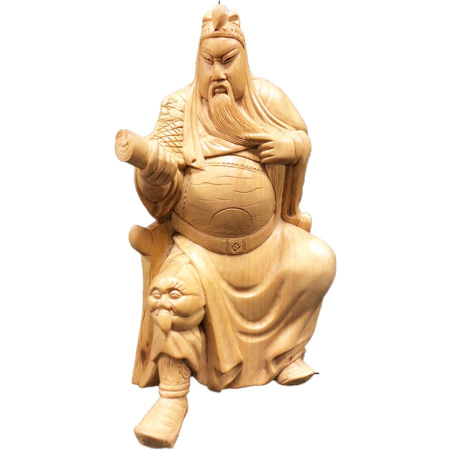 関羽 置物 関羽雲長 関羽像 三国志人物 木彫 かんう 春秋左氏伝 : 仏像