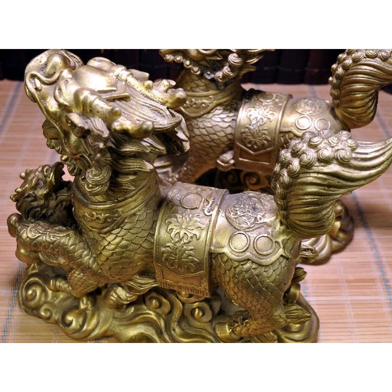 麒麟の置物 銅製招福対麒麟（大） 風水グッズ : 中国貿易公司ctc