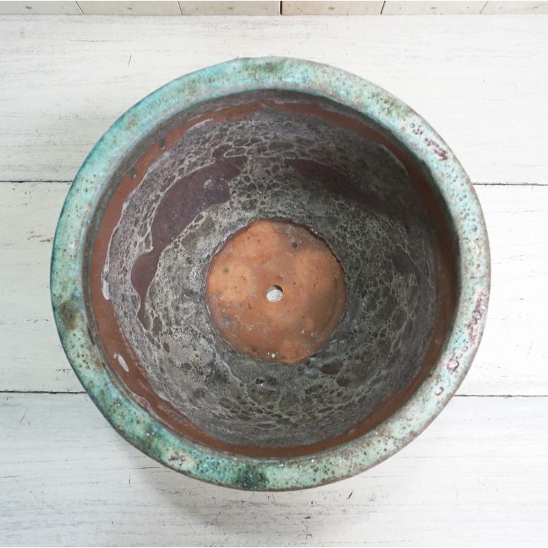 植木鉢 おしゃれ アンティーク 陶器鉢 LT003M 45cm 15号 ブルー 底穴
