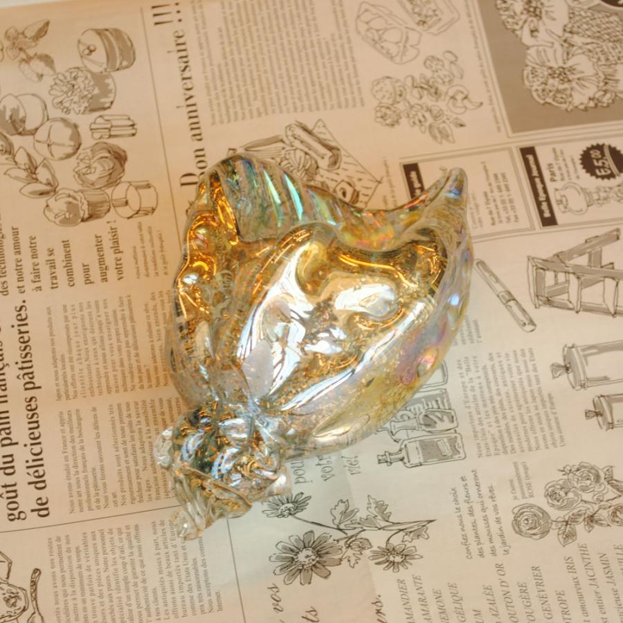 巻貝 シェル ほら貝 貝 置物 オブジェ グラスシェル 虹色 ガラス