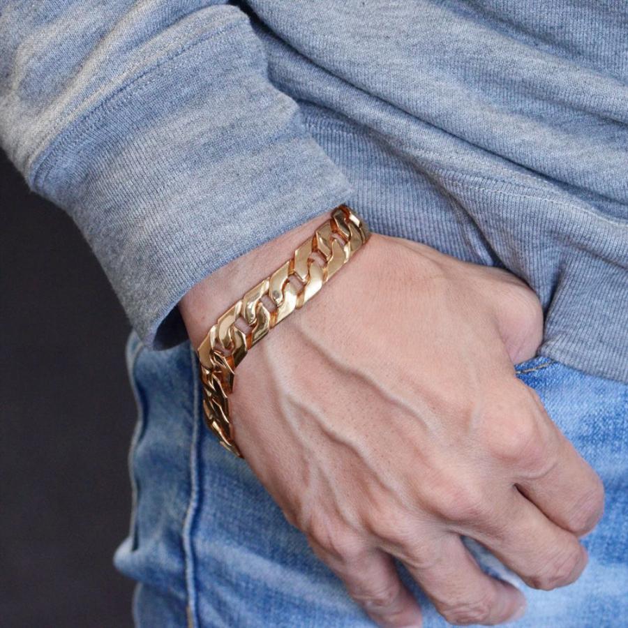 喜平 ブレスレット K18 18金 メンズ ピンクゴールド 20cm キヘイ 12mm