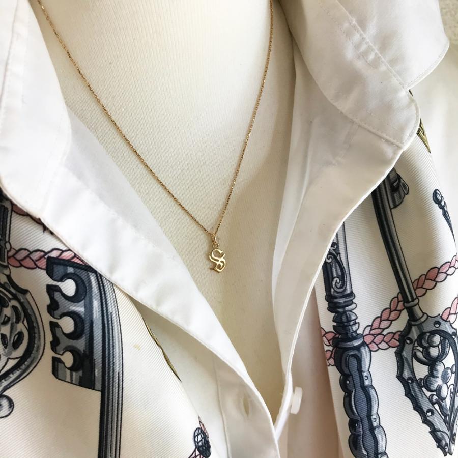 イニシャル ペンダントトップ S s K18 18金 ネックレス : Aire