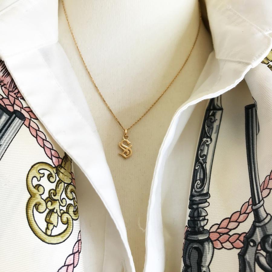 イニシャル ペンダントトップ S s K18 18金 ネックレス : Aire