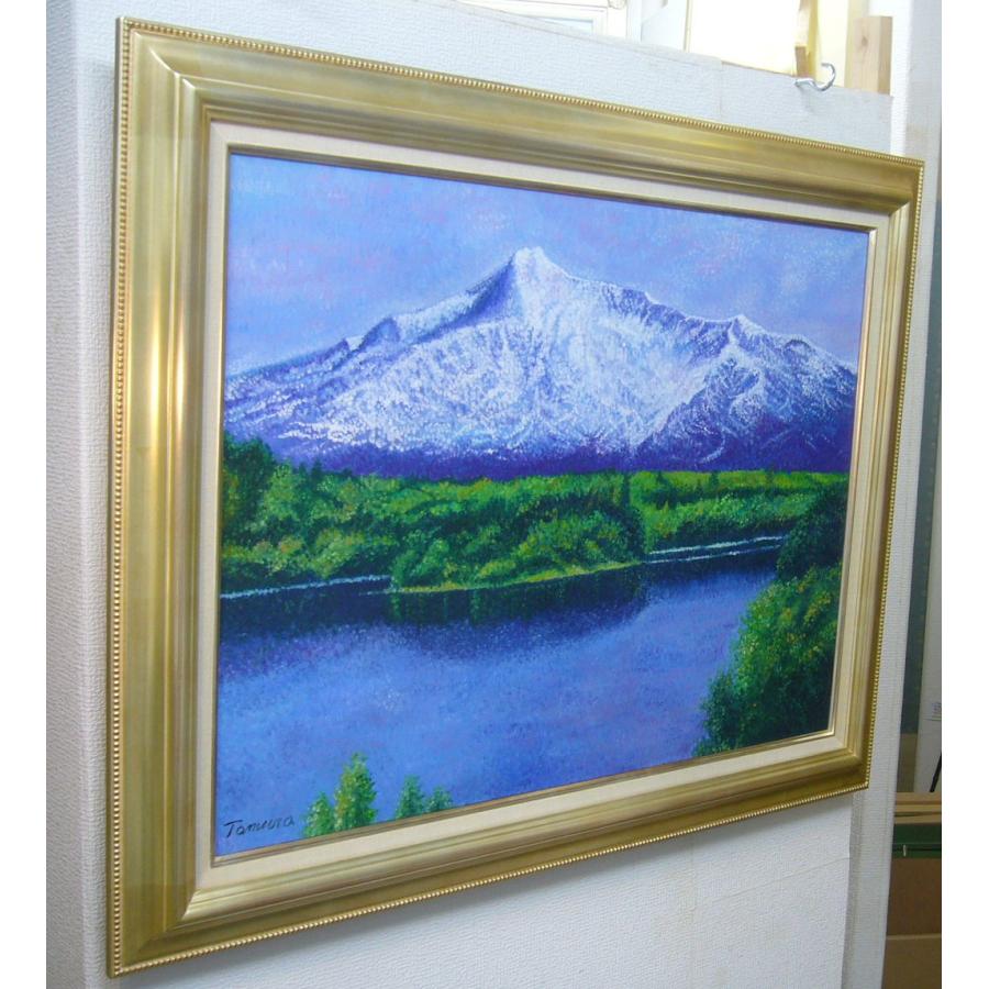 絵画 田村隆枝 油絵 肉筆油絵 雪山風景画 点描画 特別寸法 送料無料