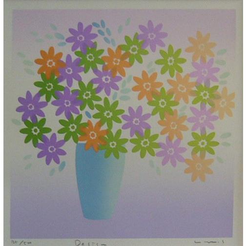 絵画 作者不詳 版画 シルクスクリーング 淡い色の花達 送料無料