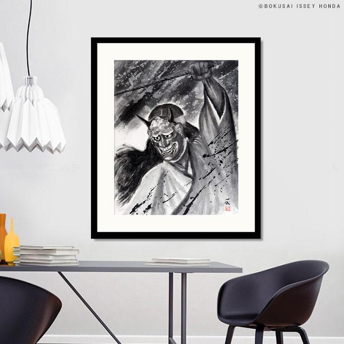 本田一誠 絵画「能楽」般若 水墨画 絵画 インテリア 複製画 壁掛け 絵