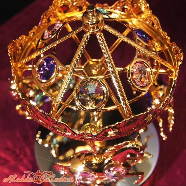 スワロフスキー オーナメント オルゴールメリーゴーランド 置物 合金製