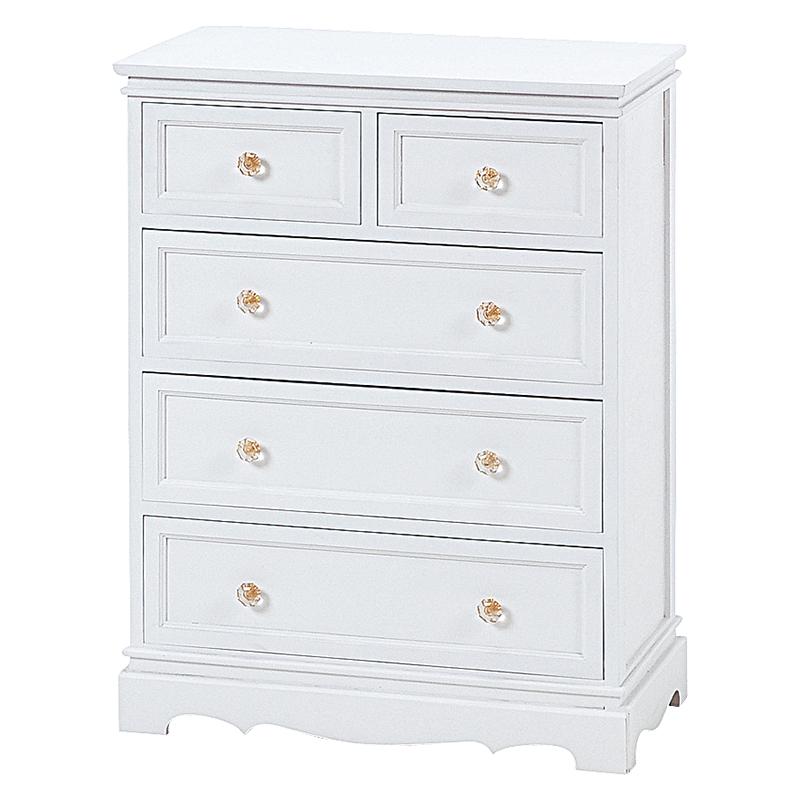 洋服ダンス 白 チェスト ホワイト おしゃれ クリスタル調取っ手 お姫様