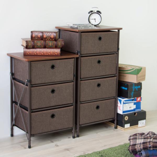 簡易組立チェスト3D チェスト タンス ブラウン 茶色 北欧 おしゃれ 3段