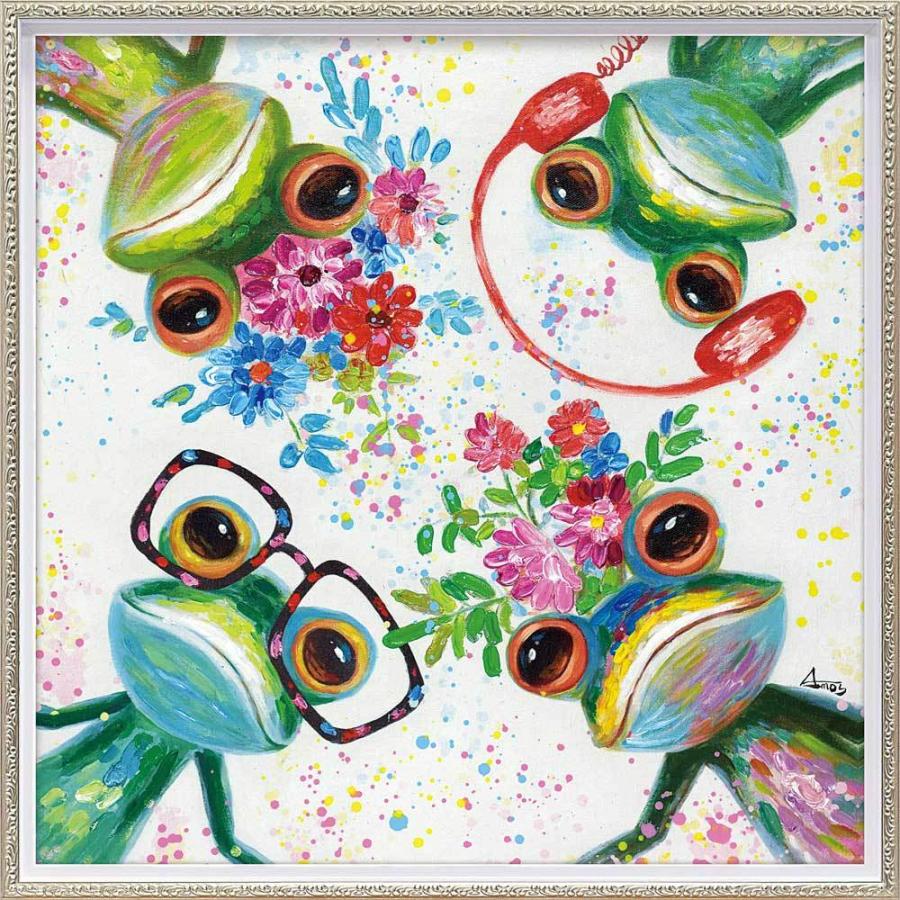 絵画 オイル ペイント アート「カエルの星（Mサイズ）」 インテリア