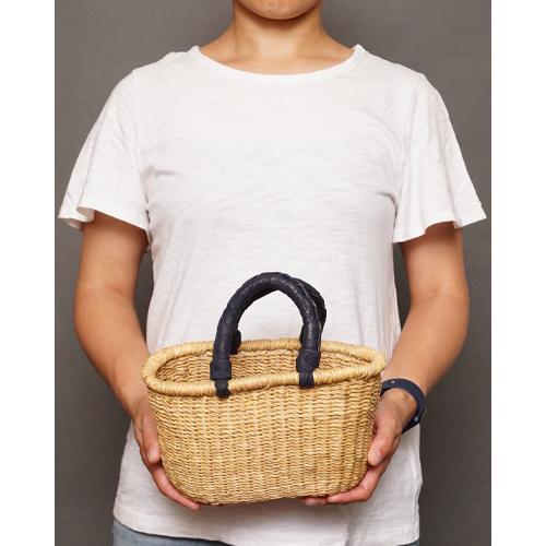 アフリカ ブルキナファソ 楕円 バスケット ブラック 無地 Sサイズ No.9