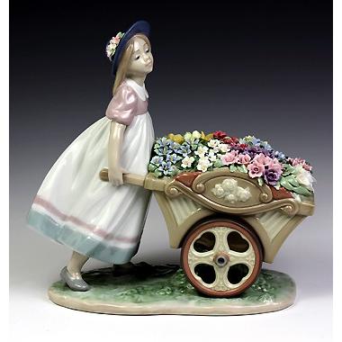 リヤドロ（Lladro リアドロ 陶器人形 置物） 花と少女 可愛いお花屋