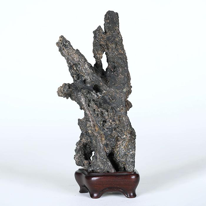 水石 「加茂川石」 盆石 天然石 すいせき 台座付き 現品限り : 盆栽彩