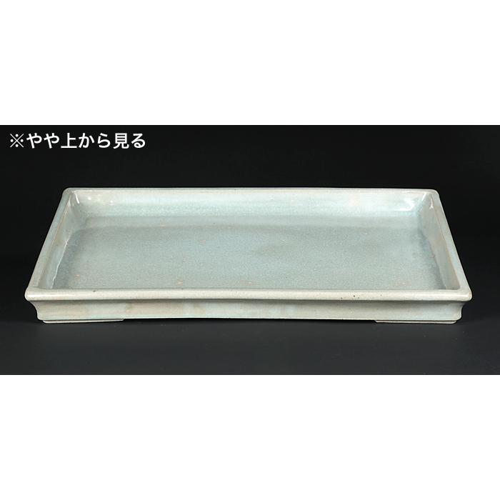 九輪灰釉長方水盤 盆栽鉢 水盤 植木鉢 加藤九輪 kurin basin 水石